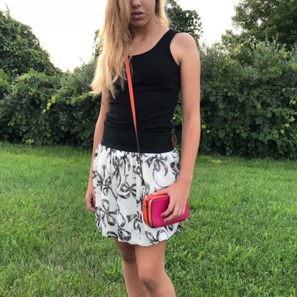 Topia Black Bows Ruffled Mini Skirt Flowy Casual Chic